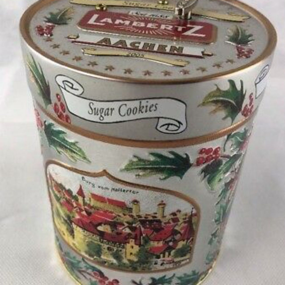 Lambertz wind up musical christmas cookie tin